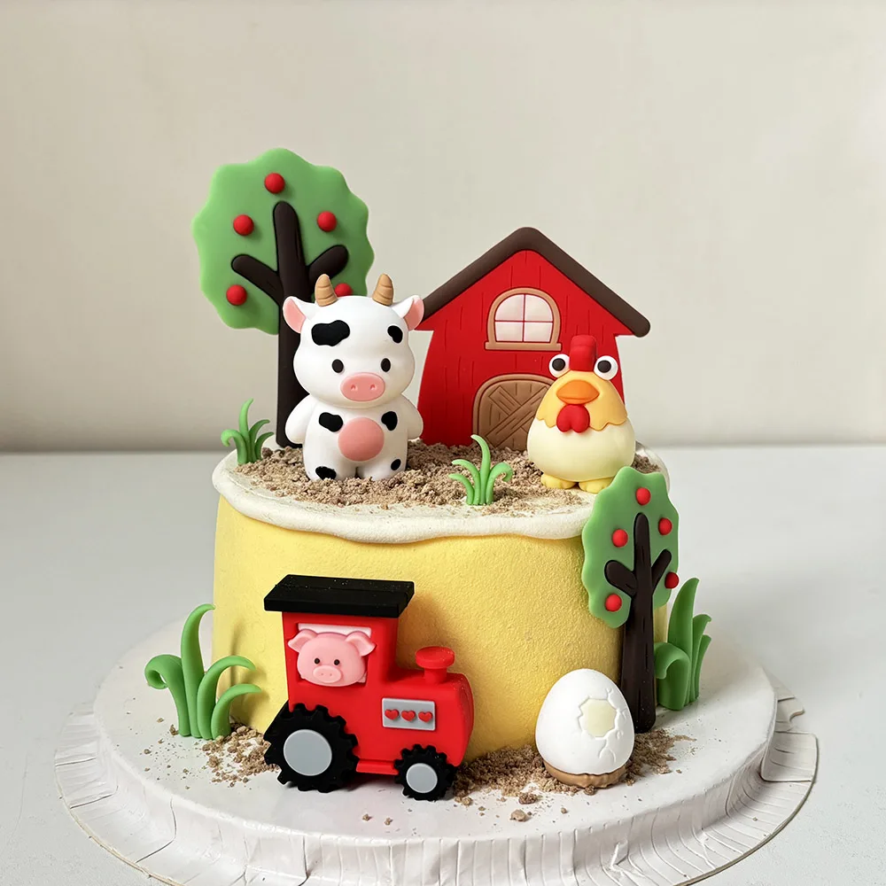 Kids Outdoor Merry Go Round - Cartoon Children's Cake Decoration Farm Animal