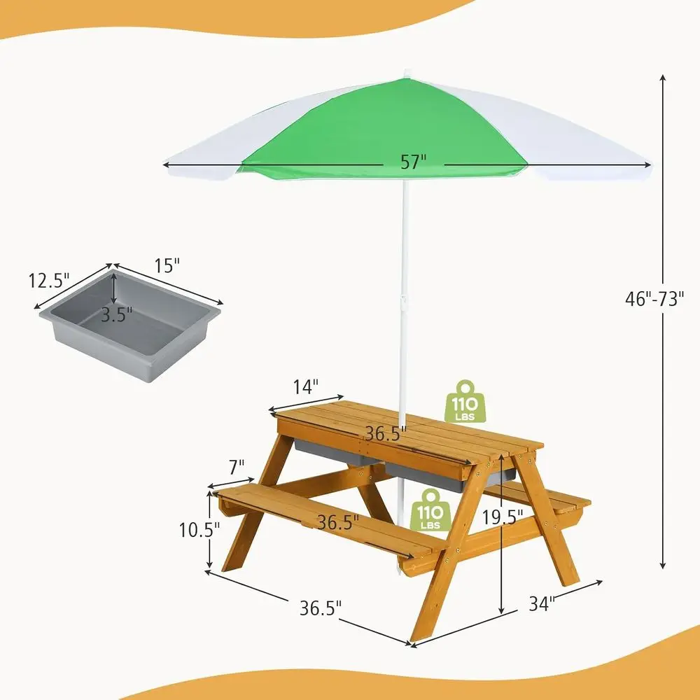 3-in-1 Height-Adjustable Umbre - Kids Outdoor Wooden Table review and price