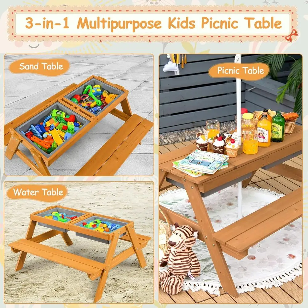 4-in-1 Wooden Sand & Water Pic - Kids Outdoor Wooden Table review and price