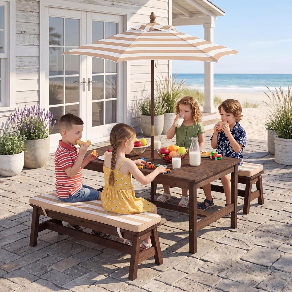 Kids Picnic Table, Large 42“x  - Kids Outdoor Wooden Table review and price
