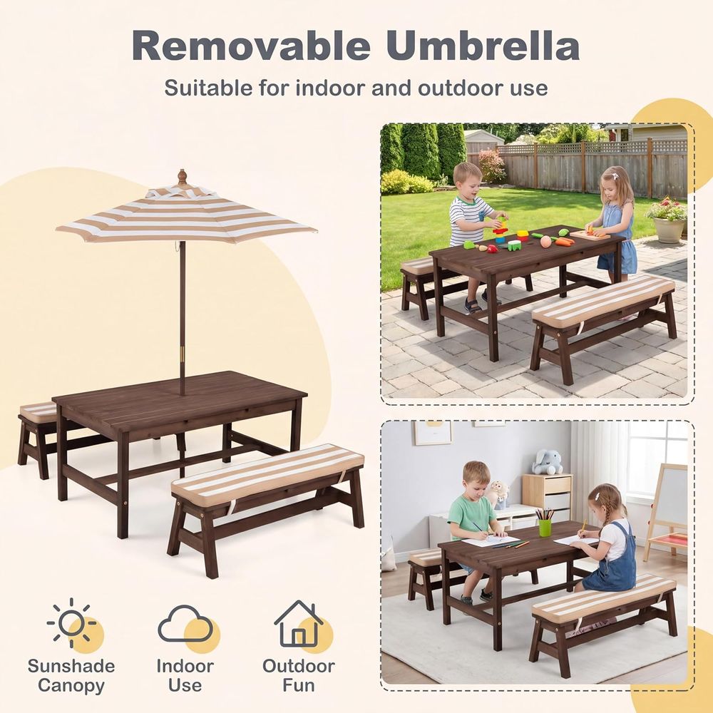Kids Picnic Table, Large 42“x  - Kids Outdoor Wooden Table review and price