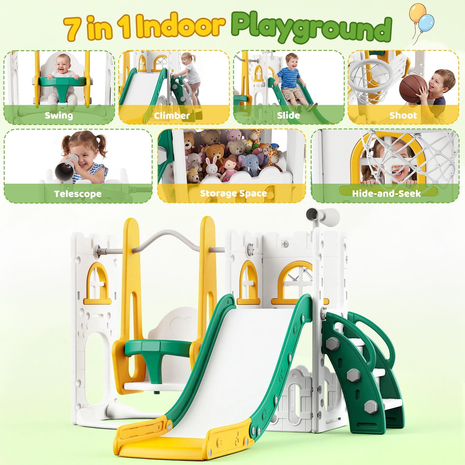 7 in 1 Toddler Slide And Swing - Kids Outdoor Climber review and price