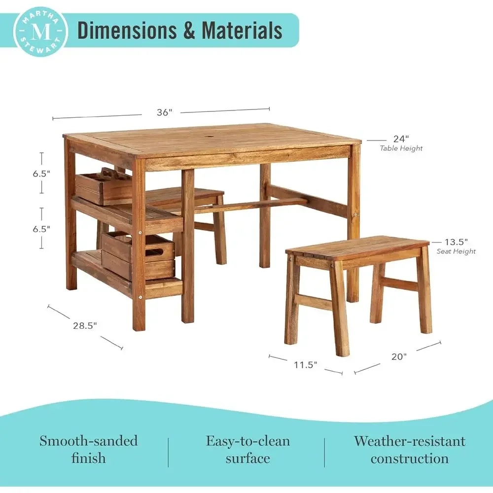 Kids Outdoor Crat Table and 2  - Kids Outdoor Wooden Table review and price