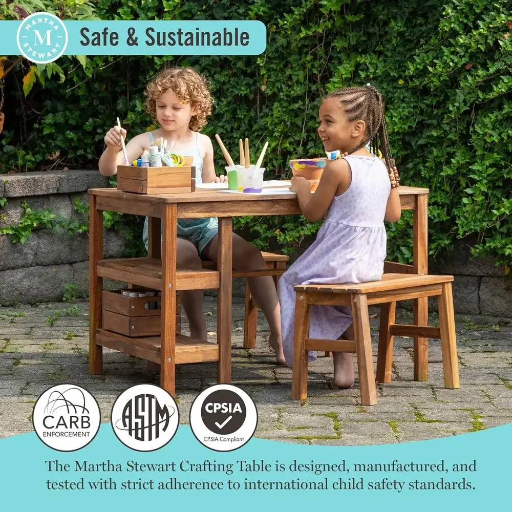 Kids Outdoor Crat Table and 2  - Kids Outdoor Wooden Table review and price