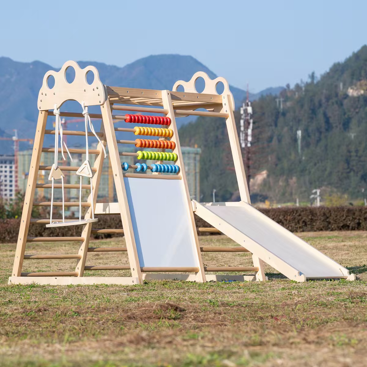Large Solid Wood Climbing Fram - Kids Outdoor Climbing Frame review and price