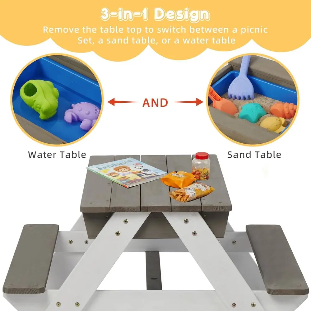 Convertible 3-in-1 Wooden Picn - Kids Outdoor Wooden Table review and price