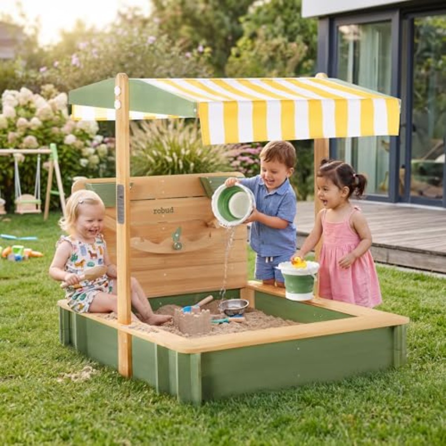 Outdoor sandbox for kids: wood - Kids Outdoor Seating review and price
