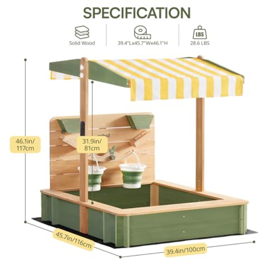 Outdoor sandbox for kids: wood - Kids Outdoor Seating review and price