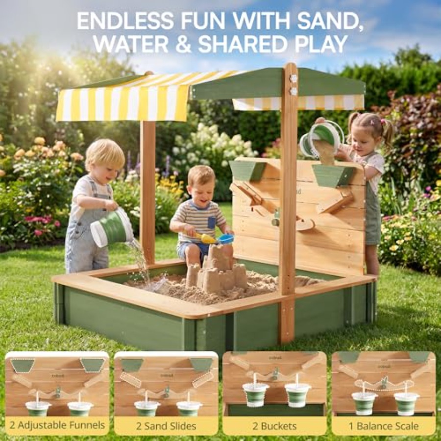 Outdoor sandbox for kids: wood - Kids Outdoor Seating review and price