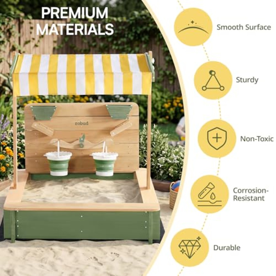 Outdoor sandbox for kids: wood - Kids Outdoor Seating review and price
