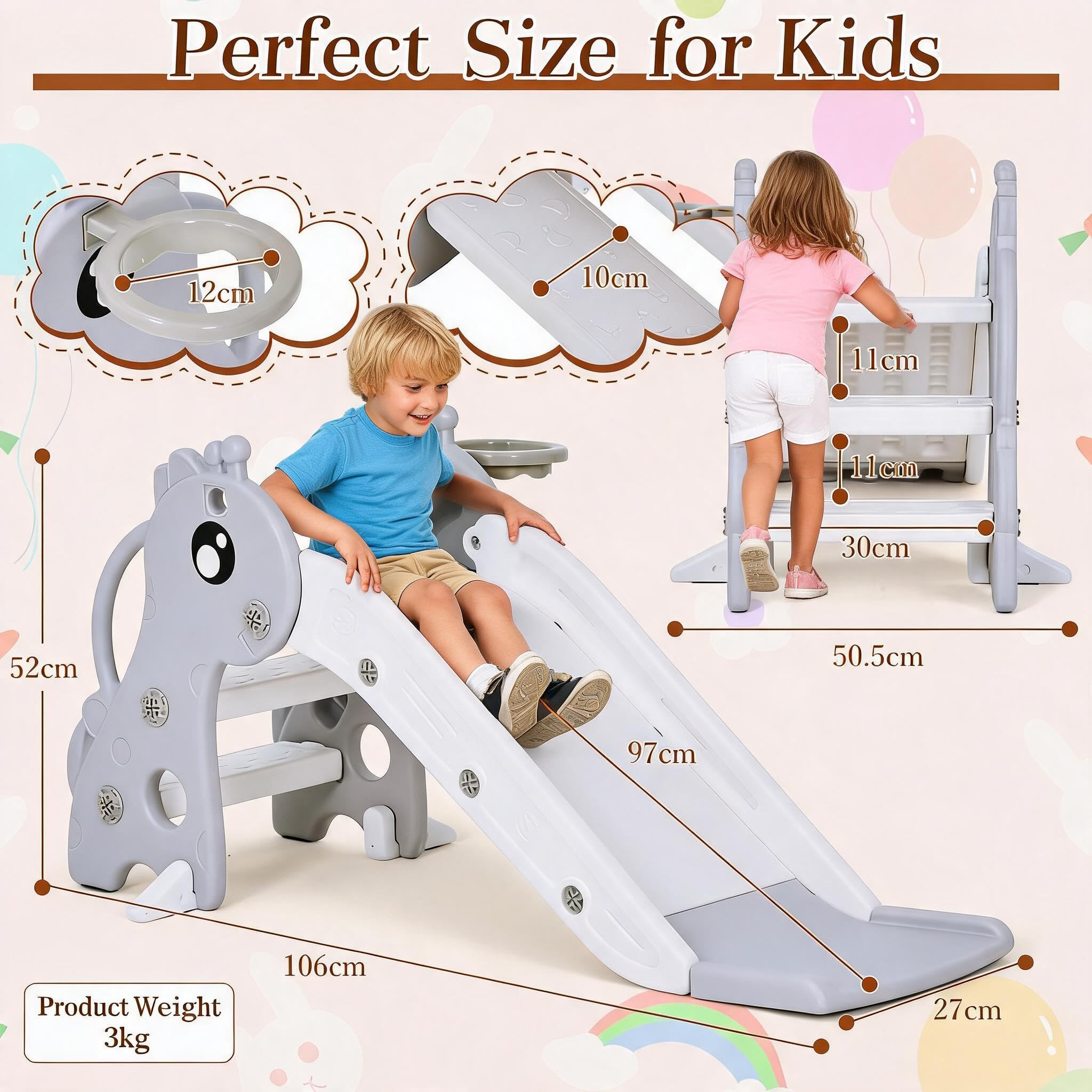 3 In 1 Toddler Slide With Bask - Kids Outdoor Climber review and price