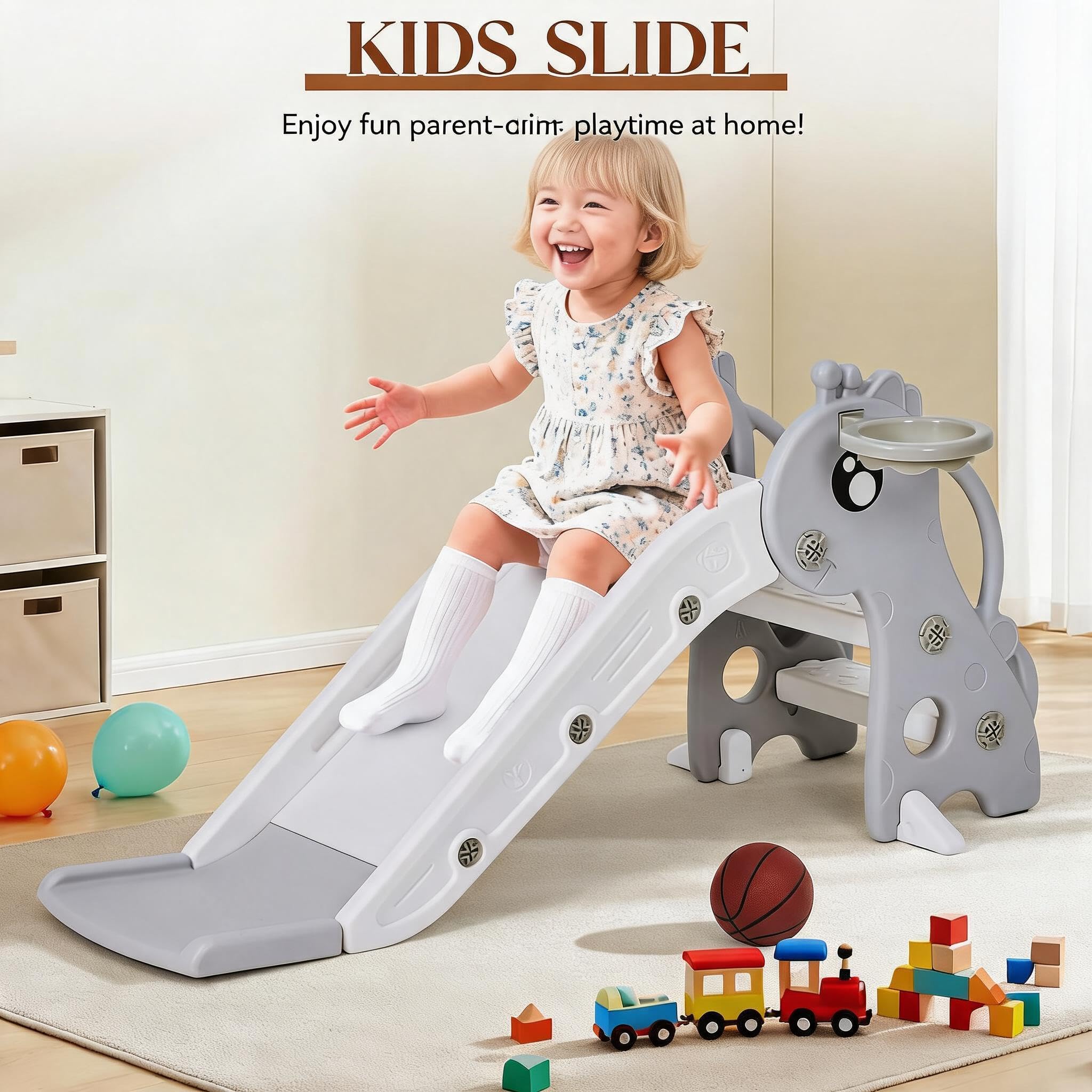 3 In 1 Toddler Slide With Bask - Kids Outdoor Climber review and price