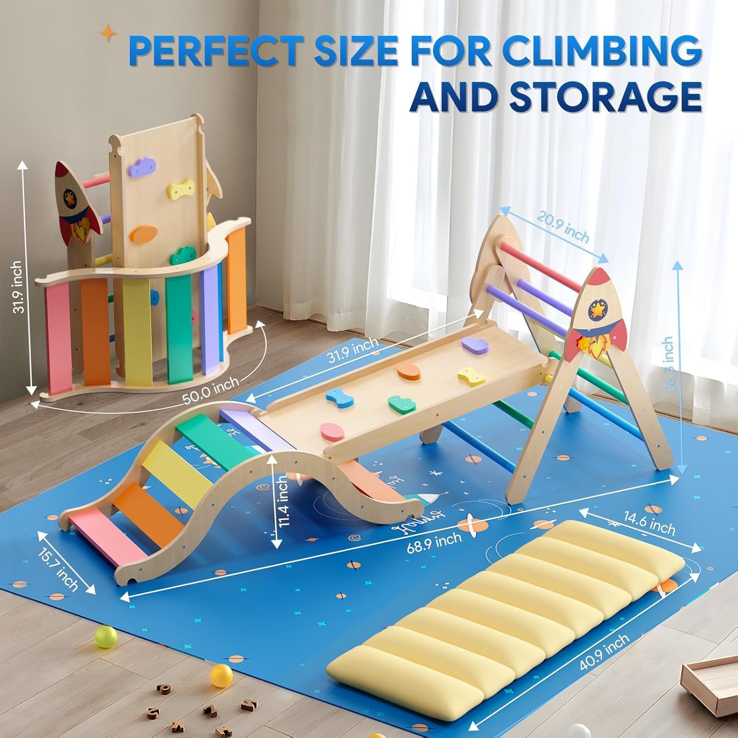 Solid Wood Versatile Climbing  - Kids Outdoor Climbing Frame review and price