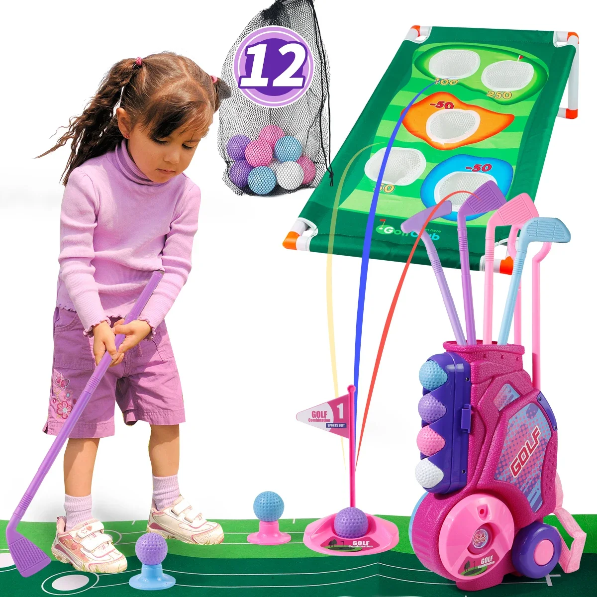 MQUDUO Kids Golf Club Set with - Kids Indoor Outdoor Cart review and price