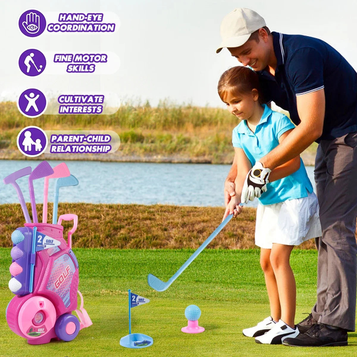 MQUDUO Kids Golf Club Set with - Kids Indoor Outdoor Cart review and price