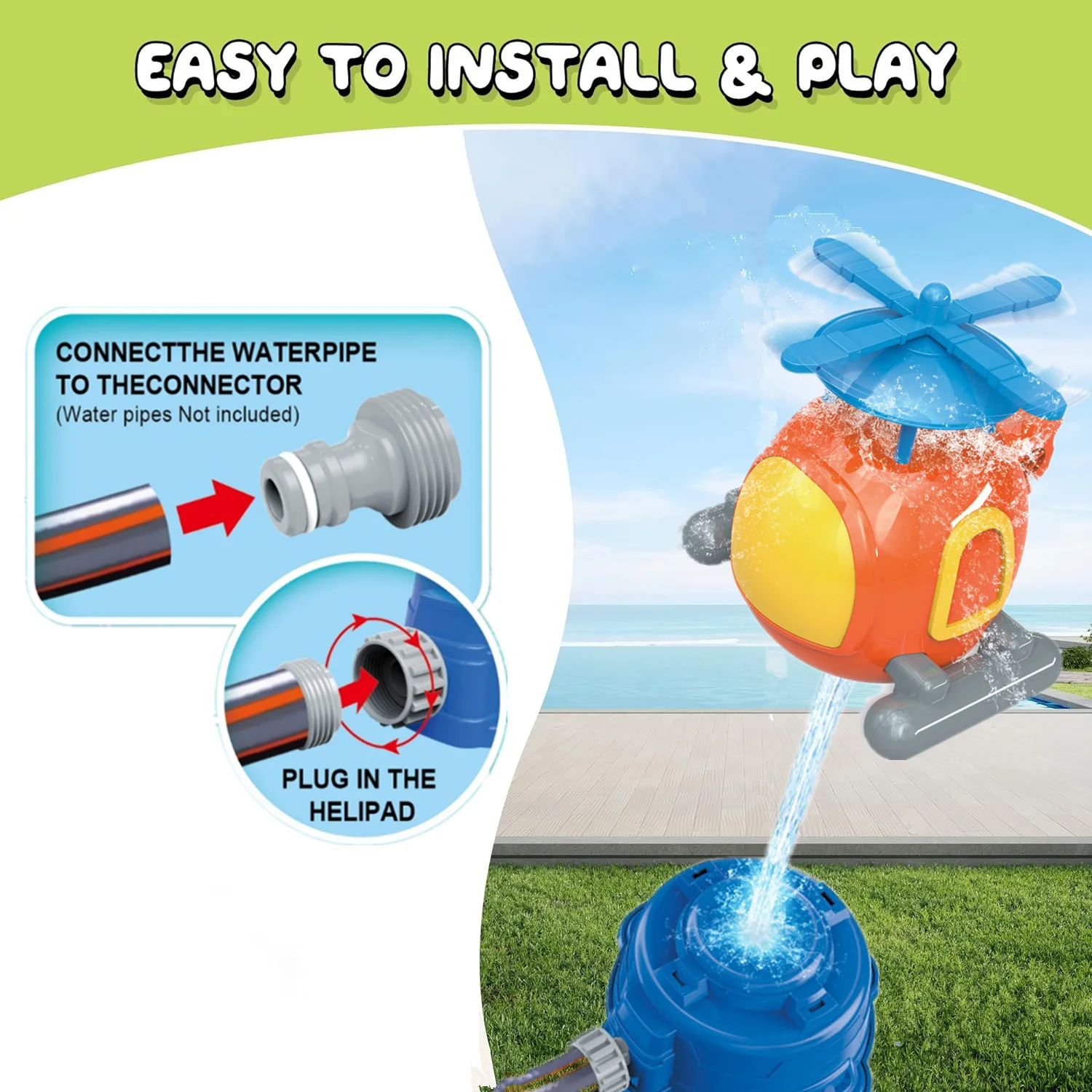 Helicopter Sprinkler Water Toy - Kids Outdoor Yard Tools review and price